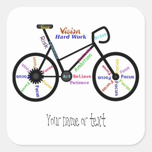 Motivational Bike Bicycle Cycling Sport Hobby Square Sticker