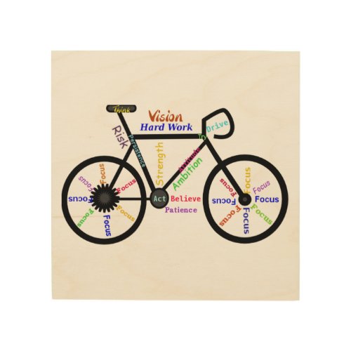 Motivational Bike Bicycle Words for Sports Hobby Wood Wall Decor