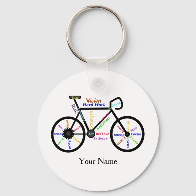 Motivational Bike, Cycle, Biking Sport Custom Name Keychain (Front)
