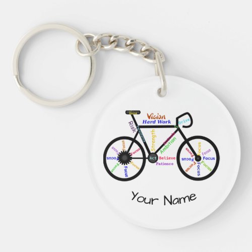 Motivational Bike Cycle Biking Sport Custom Name Keychain