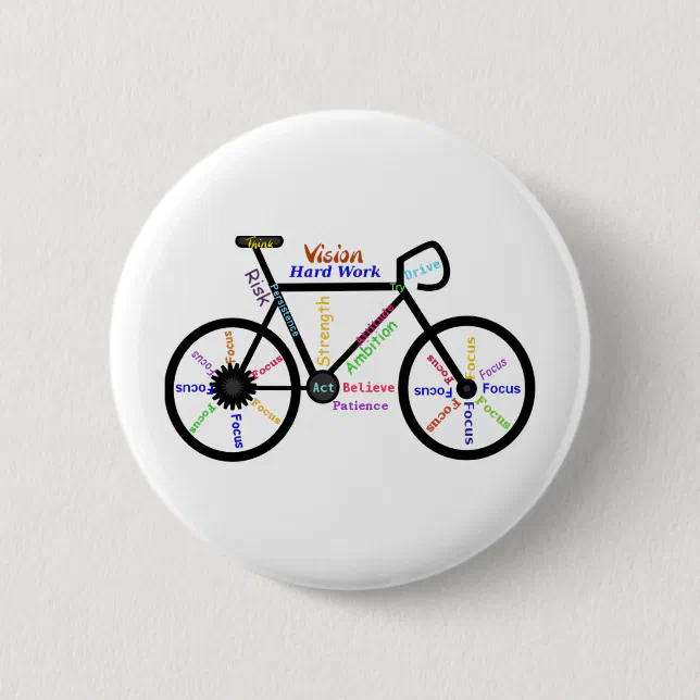 Motivational Bike, Cycle, Biking, Sport Words Button | Zazzle