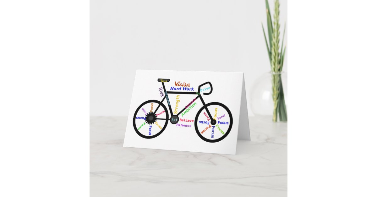 Motivational Bike, Cycle, Biking, Sport Words Card | Zazzle