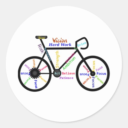 Motivational Bike Cycle Biking Sport Words Classic Round Sticker