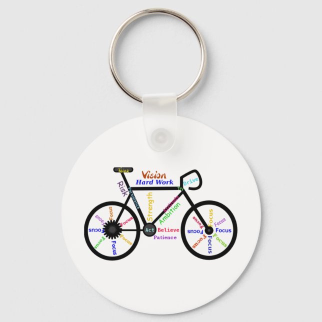 Motivational Bike, Cycle, Biking, Sport Words Keychain (Front)