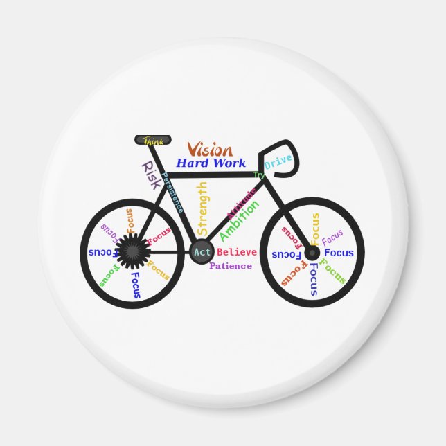 Motivational Bike, Cycle, Biking, Sport Words Magnet (Front)