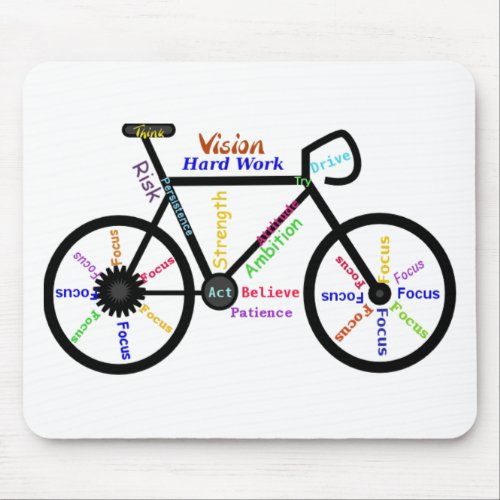 Motivational Bike Cycle Biking Sport Words Mouse Pad