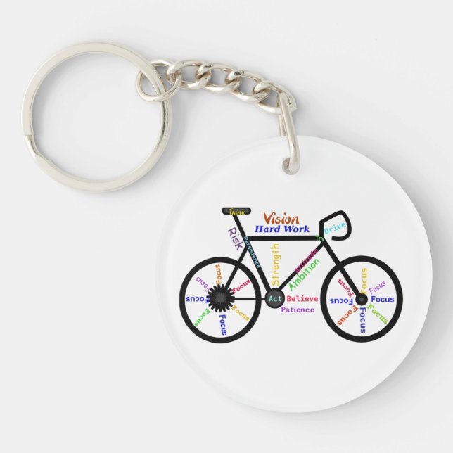 Motivational Bike Inspirational Words Sports Keychain (Front)