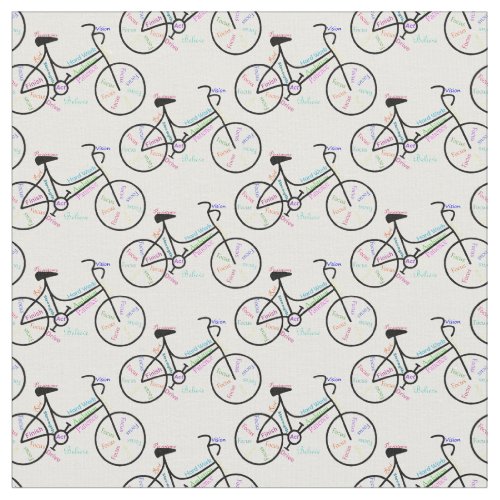 Motivational Bike Words for Bicycle Fans Fabric