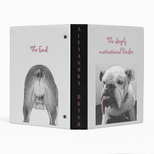 Motivational binder cute bulldog pink tongue