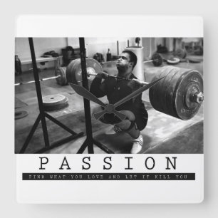 Motivational Bodybuilding Gym Square Wall Clock