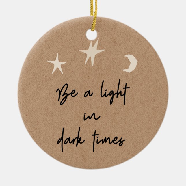 Motivational Boho Stars Moon Stocking Stuffer Ceramic Ornament (Front)