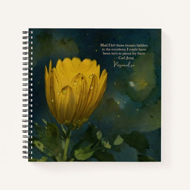 Motivational Carl Jung Quote Yellow Flower Journal (Front)
