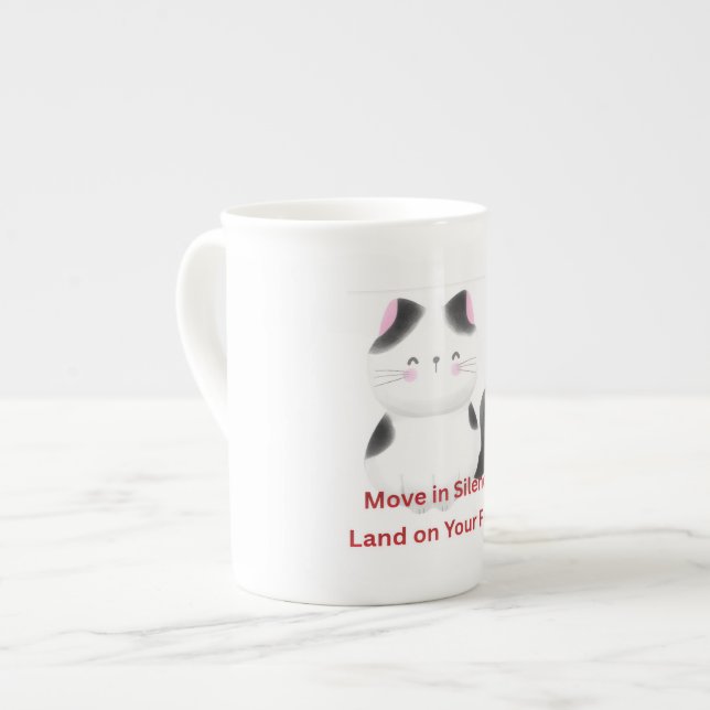 Motivational Cat  Bone China Mug (Front Left)