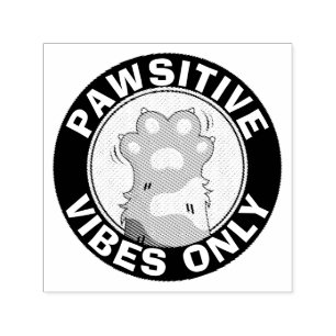 Motivational Cat Pawsitive vibes only Fun Paw Self-inking Stamp