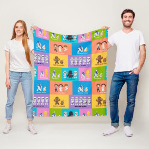 Motivational Characters Patchwork Pattern Fleece Blanket