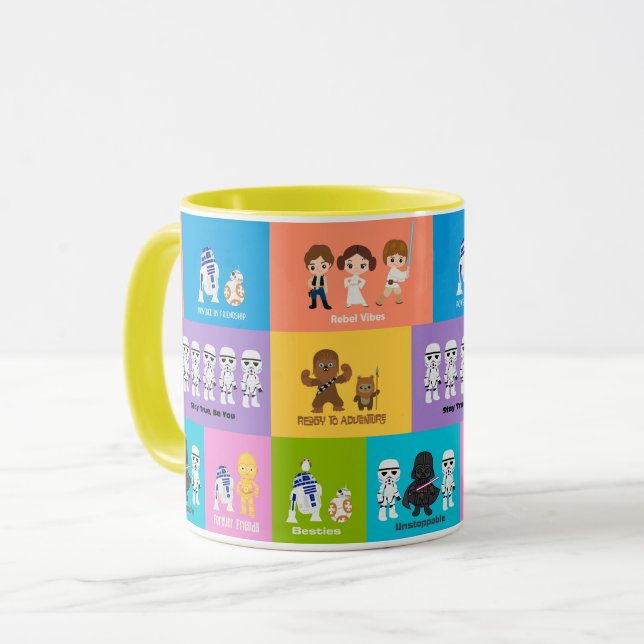 Motivational Characters Patchwork Pattern Mug (Front Left)