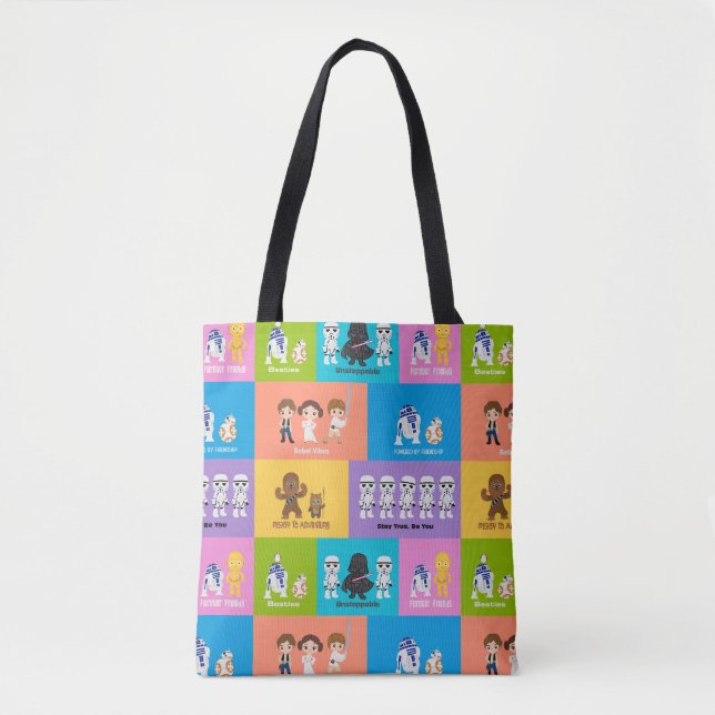 Motivational Characters Patchwork Pattern Tote Bag (Front)