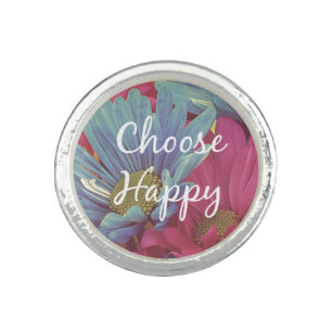 Motivational Choose Happy Affirmation Quote Ring