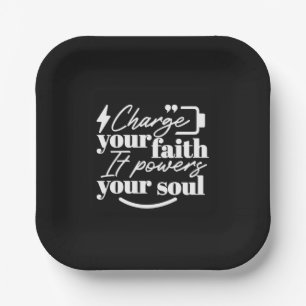 Motivational Christian Quote – Charge Your Faith Paper Plates