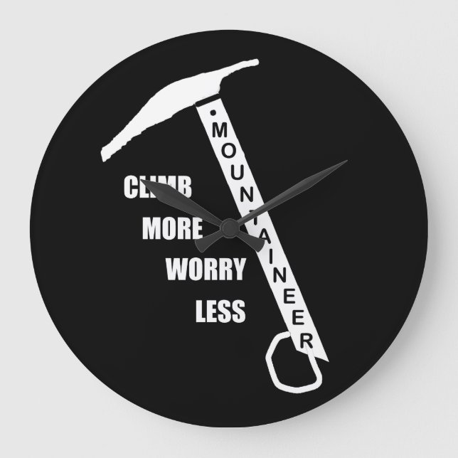 Motivational climbing rockclimbing saying large clock (Front)