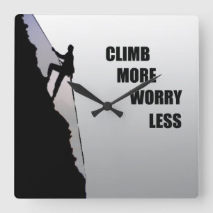 Motivational climbing rockclimbing saying square wall clock