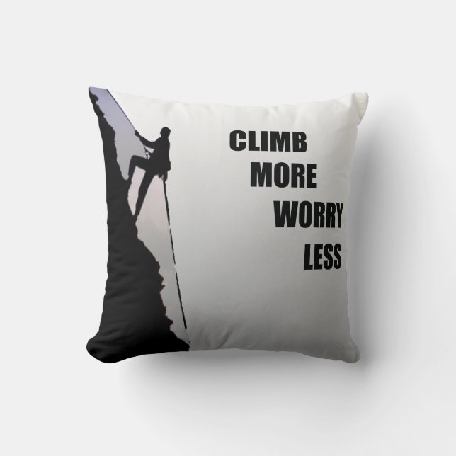 Motivational climbing rockclimbing throw pillow (Front)