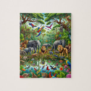 Motivational colorful wildlife in nature trees jigsaw puzzle