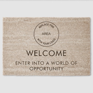 Motivational Company Logo Welcome To Business  Fiber Doormat