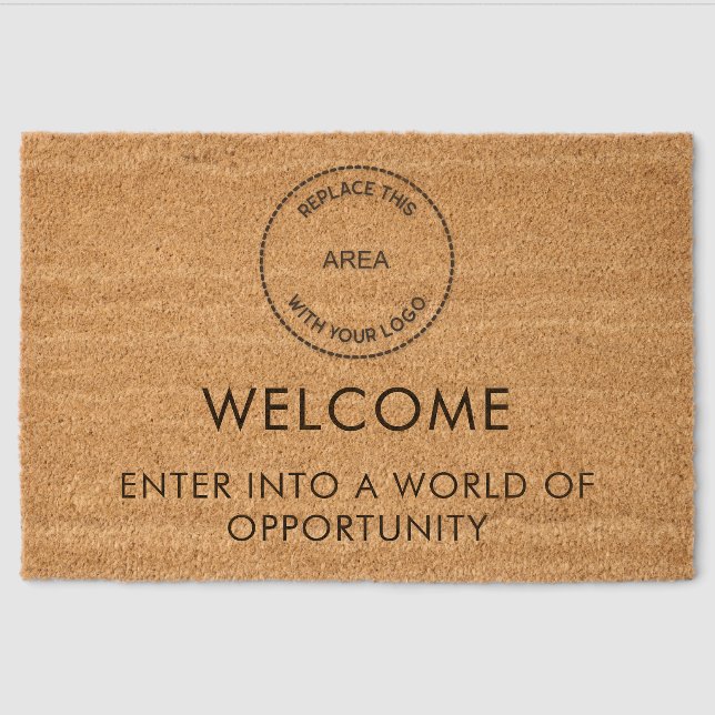 Motivational Company Logo Welcome To Business  Fiber Doormat (Front)