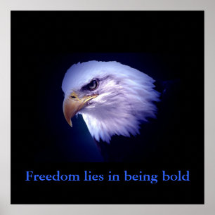 Motivational Courage Eagle Eyes Blue Poster