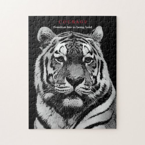 Motivational Courage Tiger Black White Jigsaw Puzzle