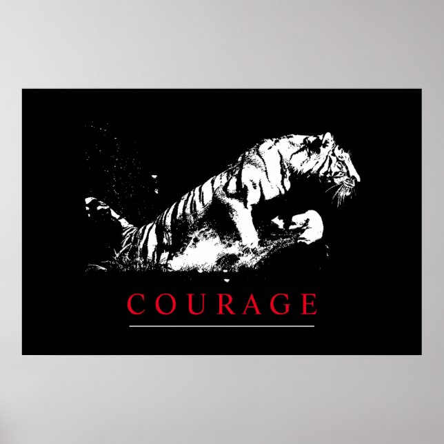 Motivational Courage Tiger Poster (Front)