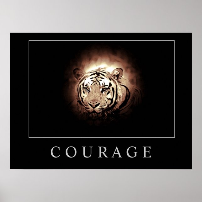 Motivational Courage Tiger Poster Print (Front)