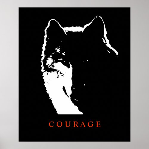 Motivational Courage Wolf Pop Art Poster Print