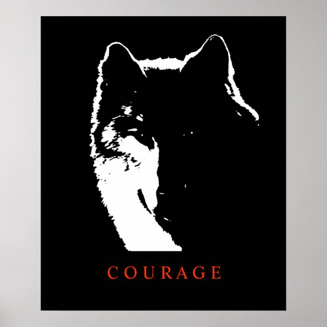 Motivational Courage Wolf Pop Art Poster Print (Front)