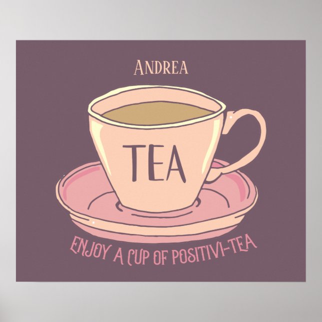 Motivational Cup of Positivity Tea Cup Quote Poster (Front)