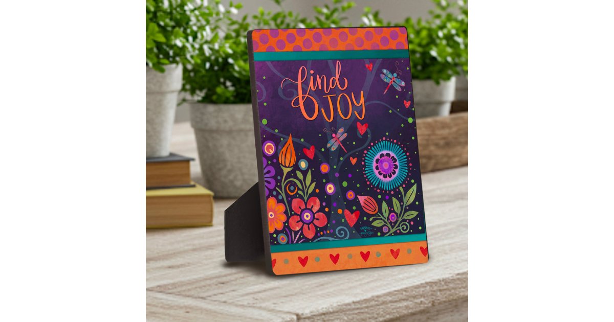 Motivational Cute Simple Find Joy Colorful Fun Plaque | Zazzle