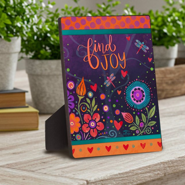 Motivational Cute Simple Find Joy Colorful Fun  Plaque (Creator Uploaded)