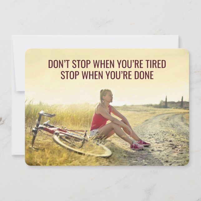 Motivational Cycling Print – Customizable Quote Holiday Card (Front)