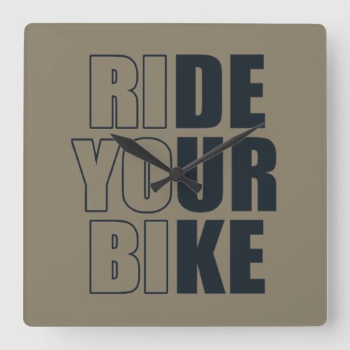 Motivational cycling quote square wall clock