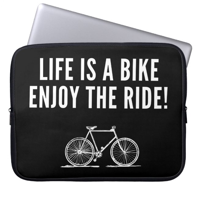 Motivational cycling quotes laptop sleeve (Front)
