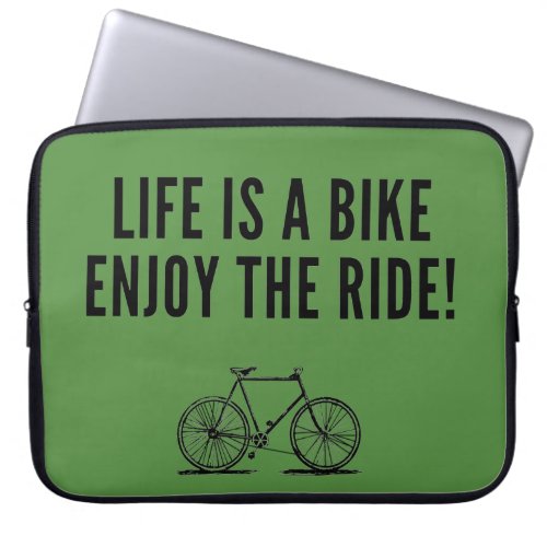 Motivational cycling quotes laptop sleeve