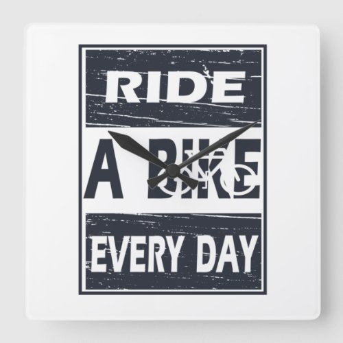 Motivational cycling quotes square wall clock