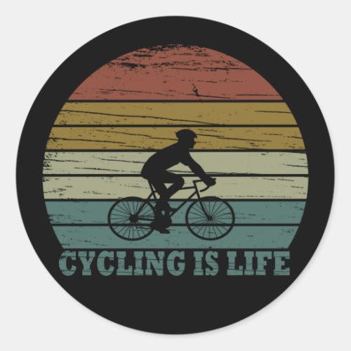 Motivational cycling quotes vintage classic round sticker