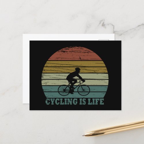 Motivational cycling quotes vintage holiday postcard