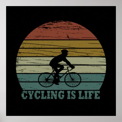 Motivational cycling quotes vintage poster