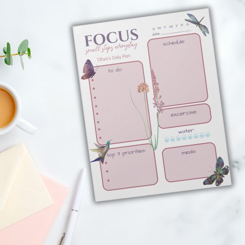 Motivational Daily Planner Butterfly and Dragonfly Notepad