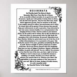 Motivational Desiderata Poem by Max Ehrmann Poster