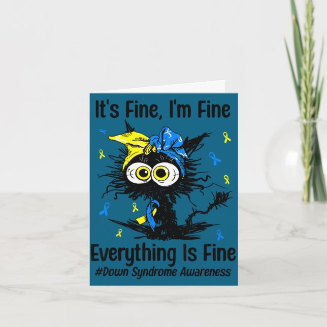 Motivational down syndrome awareness cat t21 card