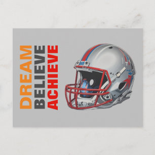 Motivational Dream Believe Achieve Football Postcard
